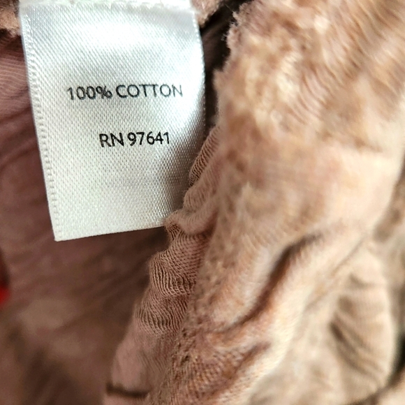 Pure Jill Beige Tan Gauzy Cotton Textured Long Sleeve Tunic Size L Coastal - Picture 5 of 5